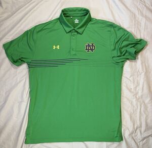 Under Armour Notre Dame Shirt XL Green Golf Performance Polo Fighting Irish NCAA
